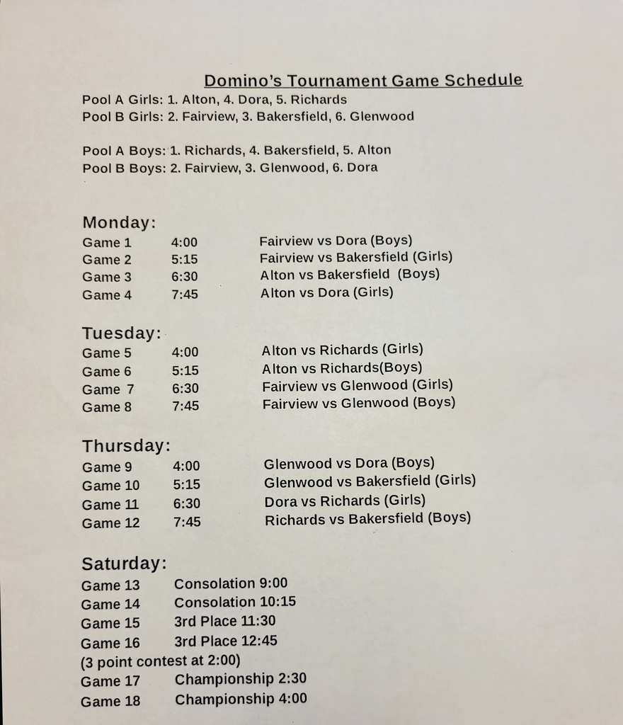 Domino's Schedule 2021