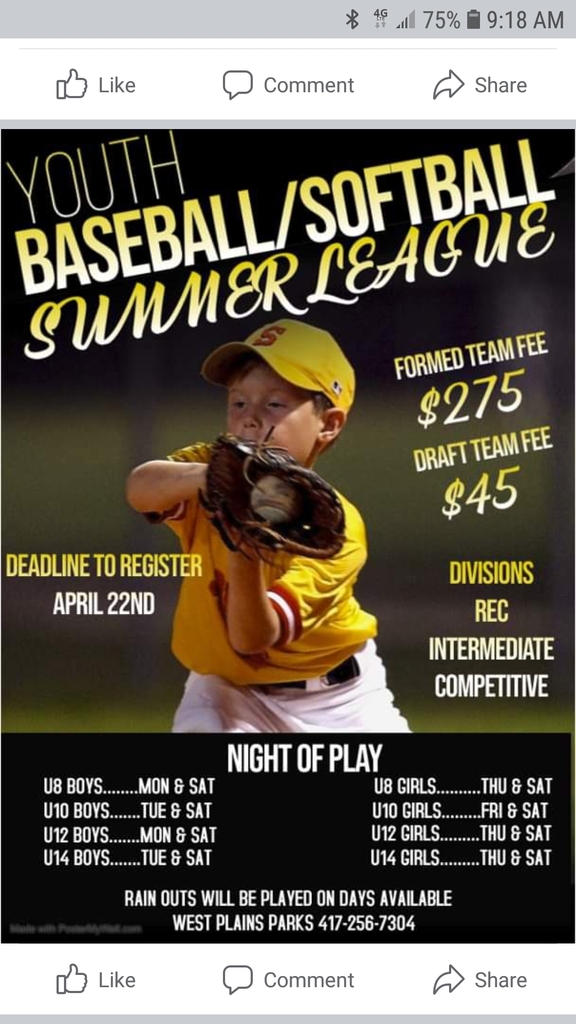 Summer League softball and baseball!